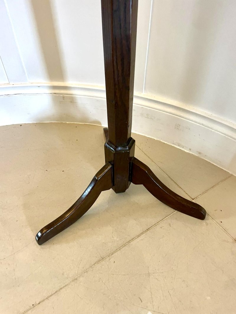 Unusual Antique George l Quality Burr Oak Candle/Lamp Stand - Image 7